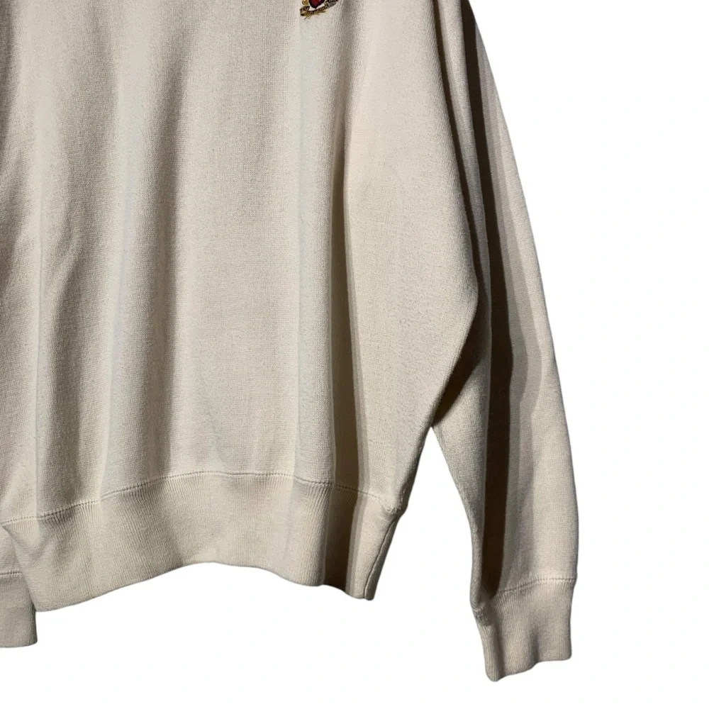 Vintage Polo Golf Ralph Lauren Embroidered Crest Sweatshirt Cream Men XL